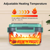 Omboos Cordless Electric Heated Lunch Box, XL 6.3Cups Rechargeable Food Warmer Lunch Box with Self Heating, Smart Timer, Adjustable Temperature, Leakproof, BPA Free, Removable Divider Dark Gray