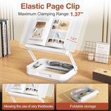 BYMECOST Acrylic Book Stand for Reading, Book Stand with Storage, White