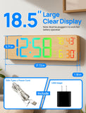2026 Upgrade 18.5" Large Digital Wall Clock with Remote Control, Big LED Display Digital Clocks with Night Light, Alarm, DST, Temp for Parlor, Office, Classroom, Bedroom,Gifts for Seniors(Light Wood)