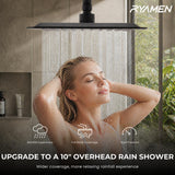 Ryamen Upgraded Dual Shower Heads Combo, 10 inch Filtered Shower Head with Handheld, 3-Way Rain Shower Head with Filters, 7 Settings Handheld Spray, High Pressure, Height Adjustable (Black)
