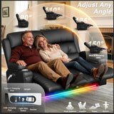 Power Reclining Loveseat with Massage & Heat,Wall Hugger Loveseat Recliner with LED Lights