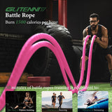 1 inch 30ft Pink Battle Rope Workout Rope Battle Ropes for Home Gym Exercise for Working Out for Exercise Training Weighted Workout