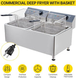 Deep fryers Commercial Deep Fryer 11 L x 2, Large Dual Tank Electric Countertop Fryer for Restaurant