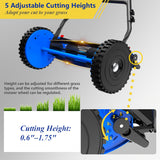 Lawnworld 14-Inch Reel Lawn Mower with Tool-Free Blade Adjustment, 5-Blade Manual Push Lawn Mower, 5-Position Height Adjustable Hand Push Reel Mower for Small Yards