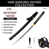 Hand Forged Folded Steel Tomoe Crest Wakizashi, Full Tang Sword