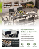 Oasbira Outdoor Dining Set for 6, Patio Table and Chairs Set with Umbrella Hole, 7 Pieces HDPS + Aluminum Outdoor Furniture Sets for Patio, Garden (Charcoal)