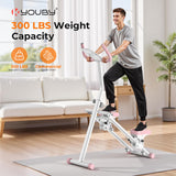 Stair Stepper for Home,Vertical Climber Step Machine with Stable Triangular Frame, 3-level Handrail Height & Resistance & Pedal Adjustment,LCD Monitor, Device Holder, Smooth Motion, 300 LBS White Pink