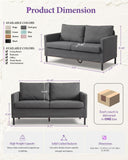 TYBOATLE 51'' Dark Grey Small Couch Loveseat, 2-Seater Linen Sofa