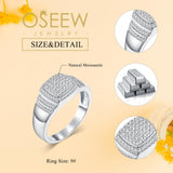 Oseew Custom Round Cut Moissanite Rings Wedding for men Hip Hop Iced Out Luxury Men's Moissanite Ring sterling silver/ 10k 14k 18k gold square frame(white gold)