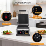 Bonnlo 811 Commercial Sandwich Make, 1800W Stainless Steel Countertop Panini Press Grill with Adjustable Temp 122°F–572°F, For Steak, Burgers, Home & Restaurant Use, 110V, Silver