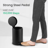 Cesun 1.2 Gallons Small Black Trash Can, Bathroom Garbage Can with Lid and Foot Pedal