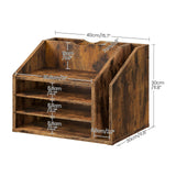 CHOEZON Wooden Desk Organizer with Adjustable Partitions, Rustic Brown