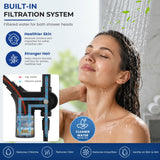 Ryamen Upgraded Dual Shower Heads Combo, 10 inch Filtered Shower Head with Handheld, 3-Way Rain Shower Head with Filters, 7 Settings Handheld Spray, High Pressure, Height Adjustable (Black)