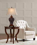 Traditional Table Lamps 32.5" Tall Set of 2 Bronze Brown Carved Leaf Openwork Vase Tan Rectangular Shade Decor Barnes and Ivy