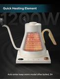 INTASTING Electric Kettle, Gooseneck Electric Kettle, ±1℉ Precise Temperature Control, Stainless Steel Interior, Quick Heating for Pour Over Coffee, Tea & Boiling Water, 0.9L (Cream)