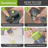 Ourokhome Veggie Chopper and Dicer with Container, Manual Hand Food Mandolin Slicer with 4 in 1 Handheld Vegetable Spiralizer (12 in 1, Gray)