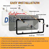 2Pcs Clear License Plate Protector Covers,Unbreakable Transparent License Plate Frames with Screw Cap Kit,Anti-Rust Plastic Front Rear License Plate Holders Compatible with Standard American Vehicles