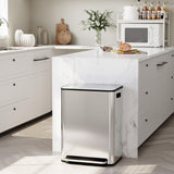 GarveeHome 60 L/16 gal Kitchen Trash Can,2×8 gal Pedal Trash Bin with Removable Baskets,Stainless Steel Garbage Can