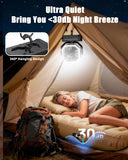 Portable Rechargeable Fan - 9-Inch Camping Fan for Tent, 24000mAh(60Hrs) Battery Operated Fan for Camping, Auto Oscillation Cordless Fans, Tent Fans with Remote/Light, 4 Speeds, 4 Timing, Outdoor