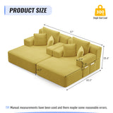 RENDGO 97 Inch Double Chaise Lounge Chair Indoor, Yellow