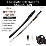 Hand Forged 1045 Carbon Steel Damascus Tomoe Katana Full Tang Sword