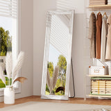 ZHUNFA Full Length Mirror,65x22 Inch Full Length Mirror Wall Mounted,Vertical Hanging,Leaning Standing for Bedroom,Living Room,Rectangular Wooden Frame,Wood White Color.