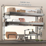 STCERY Kitchen Sink Dish Storage Rack, Over Sink Dish Drying Rack, Expandable Storage Shelf Organizer, Adjustable Height, Perfect for Family, and Camper Van(Gray 2,78cm/30.7in)