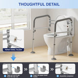Loyoda Foldable Toilet Safety Rails for Seniors - Adjustable Toilet Safety Frame & Toilet Handles for Elderly & Disabled, Fits Most Toilets, 350lb Capacity, Gray