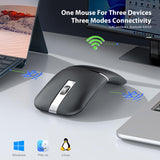 Bluetooth Wireless Arc Travel Mouse, Bluetooth 5.0/4.0 & 2.4G Tri-Mode, Rotating Foldable Ergonomic Mice, Type-C Rechargeable Multi-Device for Microsoft Laptop, PC, MacBook, Chromebook, Lenovo - Black
