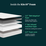 Kin By Tuft & Needle Medium Firm 10" Adaptive Foam Queen Mattress in a Box, Cooling Pressure Relief, Balanced Support, 100 Night Trial, Fiberglass-Free, CertiPUR-US, 10-Year Limited Warranty