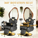 EITPETPORT Barber Chair for Barbershop, Heavy Duty All-Purpose Reclining Salon Chairs for Hair Stylist, Hydraulic Salon Styling Chair for Beauty Spa Shampoo Tattoo Chair Equipment, Modern Black Gold