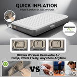 HiiPeak Queen Air Mattress Bed with Removable Multi-function Air Pump, Self Inflatable TPU ECO Blow Up Bed, All Night Stability No Lost Air, No Peculiar Smell for Camping, Home, Guests Portable Travel
