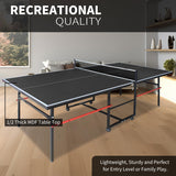8ft Mid-Size Ping Pong Table, Foldable Table Tennis Table with Net, 2 Table Tennis Paddles and 3 Balls for Indoor/Outdoor, Black