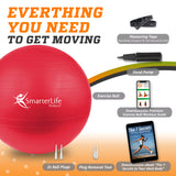 SmarterLife Exercise Ball Yoga Ball for Fitness, Balance, Stability, or Pregnancy, Gym Ball for Core Workout, Physical Therapy, Yoga Ball Chair for Office, Anti-Slip Anti-Burst (45 cm, Red) SmarterLife Products