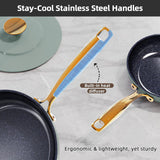 Nuwave Lux LE 13Pc Ceramic Cookware Set with Elegant Gold Handle, PFAS Free