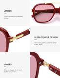 SOJOS Big Trendy Polarized Aviator Sunglasses for Women Men, 80s 90s Retro Square Aviators Sun Glasses SJ2672, Red/Light Red Tint