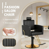 MIMWOW Black Gold Reclining Salon Chair for Hair Stylist, Hair Barber Chair with Heavy Duty Hydraulic Pump, Salon Styling Chair Hairdresser Tattoo Braiding Beauty Spa Equipment, Elegant Black Gold
