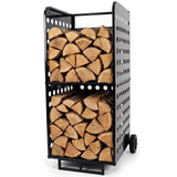 Cycayit 800 lbs Heavy-Duty Rolling Firewood Cart with Wheels, Vertical Log Storage Rack for Outdoor Fire Pit, Patio & Garage, All-Weather Rust-Proof Wood Holder for Garden & Camping (38”H)