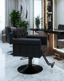 Salon Chair for Hair Stylist, Barber Hair Styling Chair with Height Adjustable Hydraulic Pump, 360 Degrees Swivel with Lock, High-Density Foam & PU Leather for Beauty, Max Load Weight 330 Lbs- Black