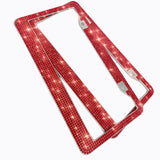 SHERING Bling License Plate Frame, 2 Pack License Plate Frame with Premium Gift Box for Women,Rhinestone License Plate Frames with 1100pcs Rhinestones (Red Rhinestones)