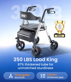 VOCIC Walkers for Seniors, Z21 Rollator Walker with Seat Supports 350lb, 8" Big Wheels for All Terrain, Ergonomic Arc Seat & 6" Ultra Backrest Foldable Walker, Dual Height Adjustment, Lightweight 2026