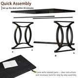 HSH Home Office Computer Desk, Black Modern Wood Metal Writing Desk 47 Inch