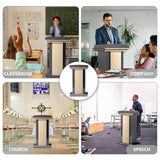 Podium Stand with Wheels, Pulpitos para Iglesias, Double-Layer Storage Pulpit, Lockable Drawer, Comes with Dust Cloth Durable and Mobile Lectern