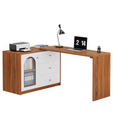 Tribesigns L Shaped Computer Desk with Drawers, Modern Corner Home Office Desk with Reversible Storage Cabinet, Long Study Writing Desk Workstation for Home Office, Rustic Brown