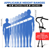 in-Motion Pro Crutches | Foldable Crutches| Crutches for Adults with Ergonomic Handles | Spring Assist Technology | Articulating Tips | Size Short (4'8" - 5'9") | Charcoal Grey