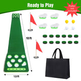 KEMLDIVS Golf Putting Game Set, Detachable Golf Putting Green Mat with 4 Balls, 2 Cups & Flags, 1 Portable Bag for Indoor & Outdoor Party Game Use