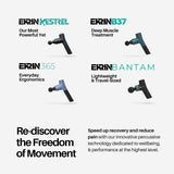 Ekrin Athletics Bantam Mini Massage Gun - Compact Deep Tissue Muscle Massager with Adjustable Speeds & 4 Attachments - Long Battery Life, Lightweight, Travel Friendly