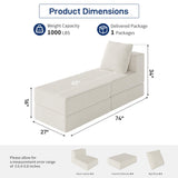 Living&Giving Cloud Sectional Couch for Living Room, Modular Boneless Couch with 1 Ottoman, Middle-seat Can Be Combined with Modular Sofa, Customizable Layout for Any Space, Beige