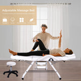Jaxilyn Massage Bed Tattoo Chair Massage Salon with Two Trays,Esthetician Table with Hydraulic Stool,Multi-Purpose 3-Section Facial Bed Table, Adjustable Beauty Barber Spa Beauty Equipment White