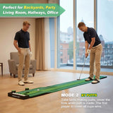 SENSECLUB Golf Putting Game Set, Indoor Foldable Putting Green Mat 12 Holes, Golf Gifts for Men - 1.5x11.5 Ft with Ball-Collect System